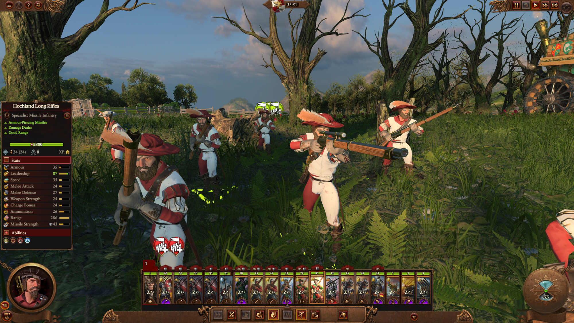 Hochland Long Rifles aiming on blindfolded eye - Total War: WARHAMMER